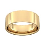 Goldsmiths 8mm Flat Court Heavy  Wedding Ring In 18 Carat Yellow Gold - Ring Size P