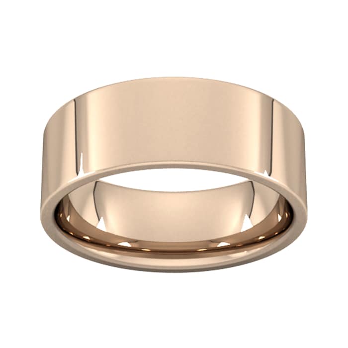 Goldsmiths 8mm Flat Court Heavy  Wedding Ring In 18 Carat Rose Gold - Ring Size S