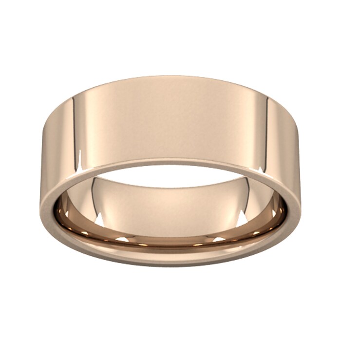 Goldsmiths 8mm Flat Court Heavy  Wedding Ring In 18 Carat Rose Gold