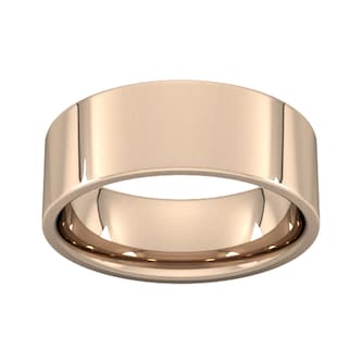 Goldsmiths 8mm Flat Court Heavy  Wedding Ring In 18 Carat Rose Gold Goldsmiths 8mm Flat Court Heavy  Wedding Ring In 18 Carat Rose Gold