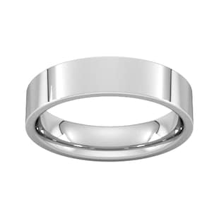 Goldsmiths 5mm Flat Court Heavy  Wedding Ring In 950  Palladium