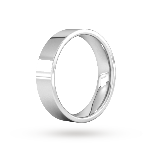 Goldsmiths 5mm Flat Court Heavy  Wedding Ring In 950  Palladium - Ring Size Q