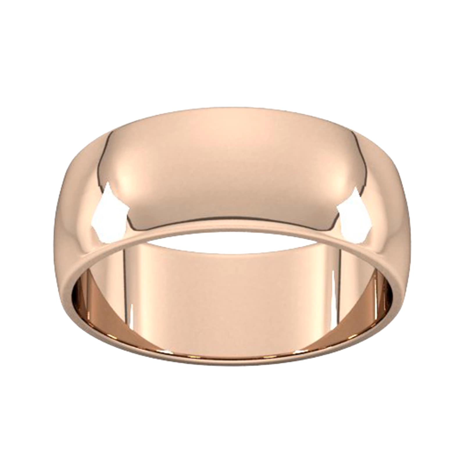 8mm D Shape Standard Wedding Ring In 18 Carat Rose Gold - Ring Size T