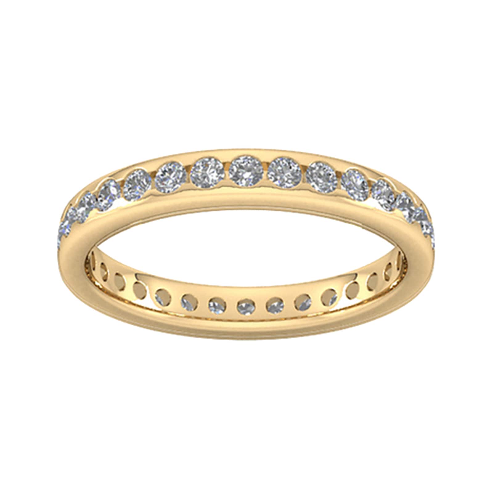 0.81 Carat Total Weight Brilliant Cut Scalloped Channel Set Diamond Wedding Ring In 9 Carat Yellow Gold - Ring Size W
