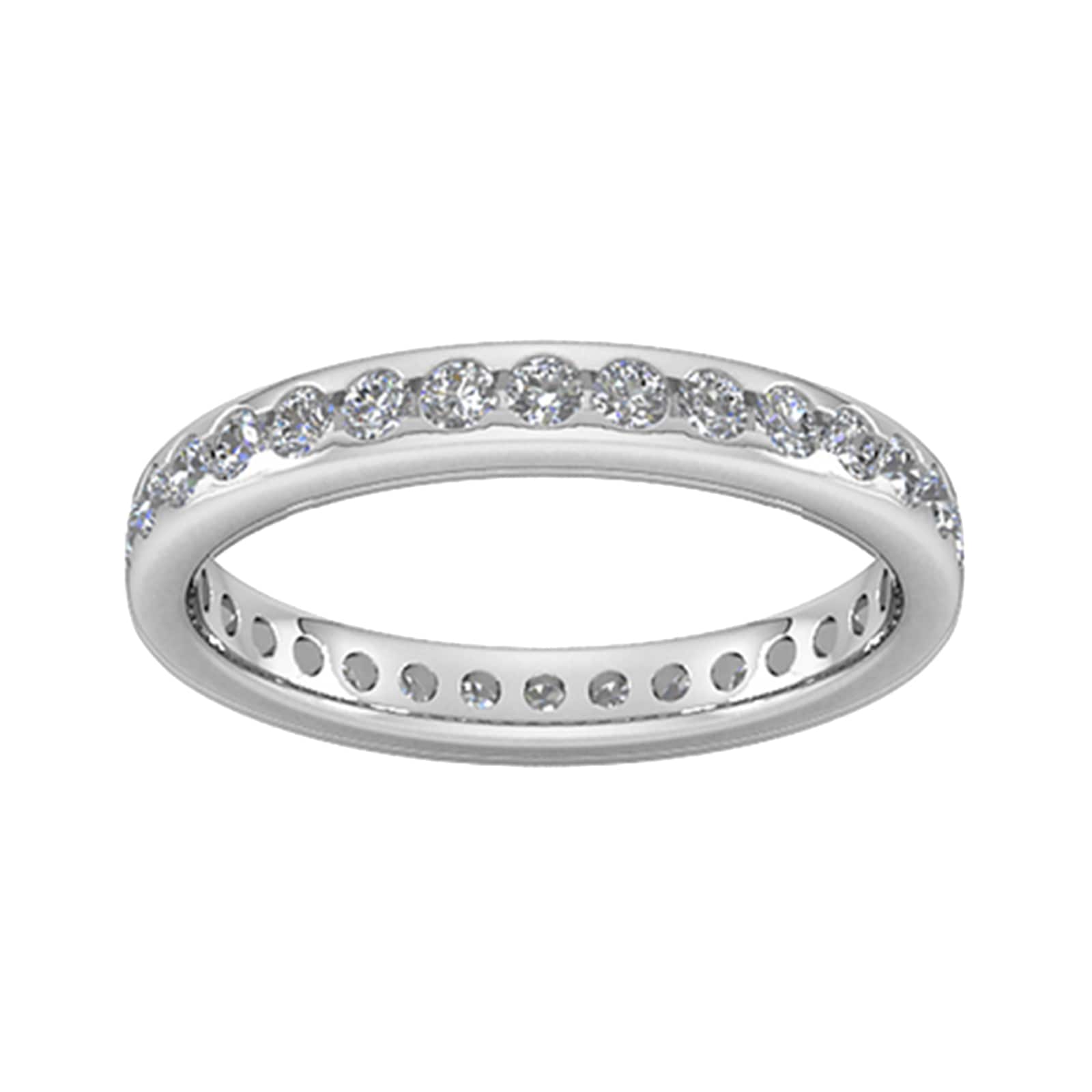 0.81 Carat Total Weight Brilliant Cut Scalloped Channel Set Diamond Wedding Ring In 9 Carat White Gold - Ring Size K