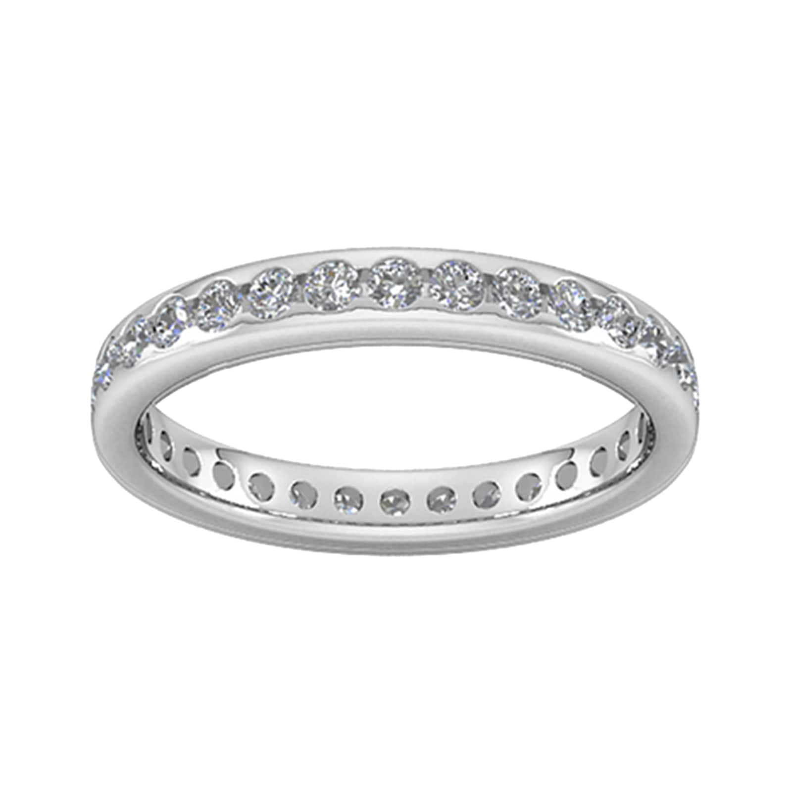 0.81 Carat Total Weight Brilliant Cut Scalloped Channel Set Diamond Wedding Ring In 9 Carat White Gold - Ring Size Z