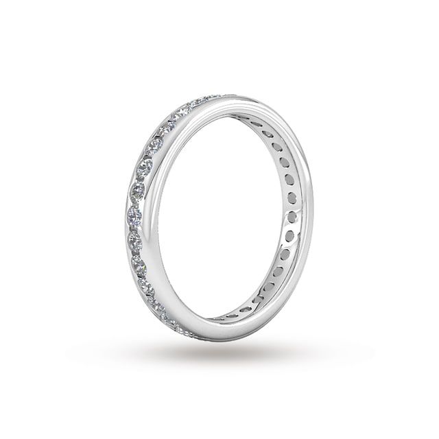 Goldsmiths 0.81 Carat Total Weight Brilliant Cut Scalloped Channel Set Diamond Wedding Ring In 9 Carat White Gold