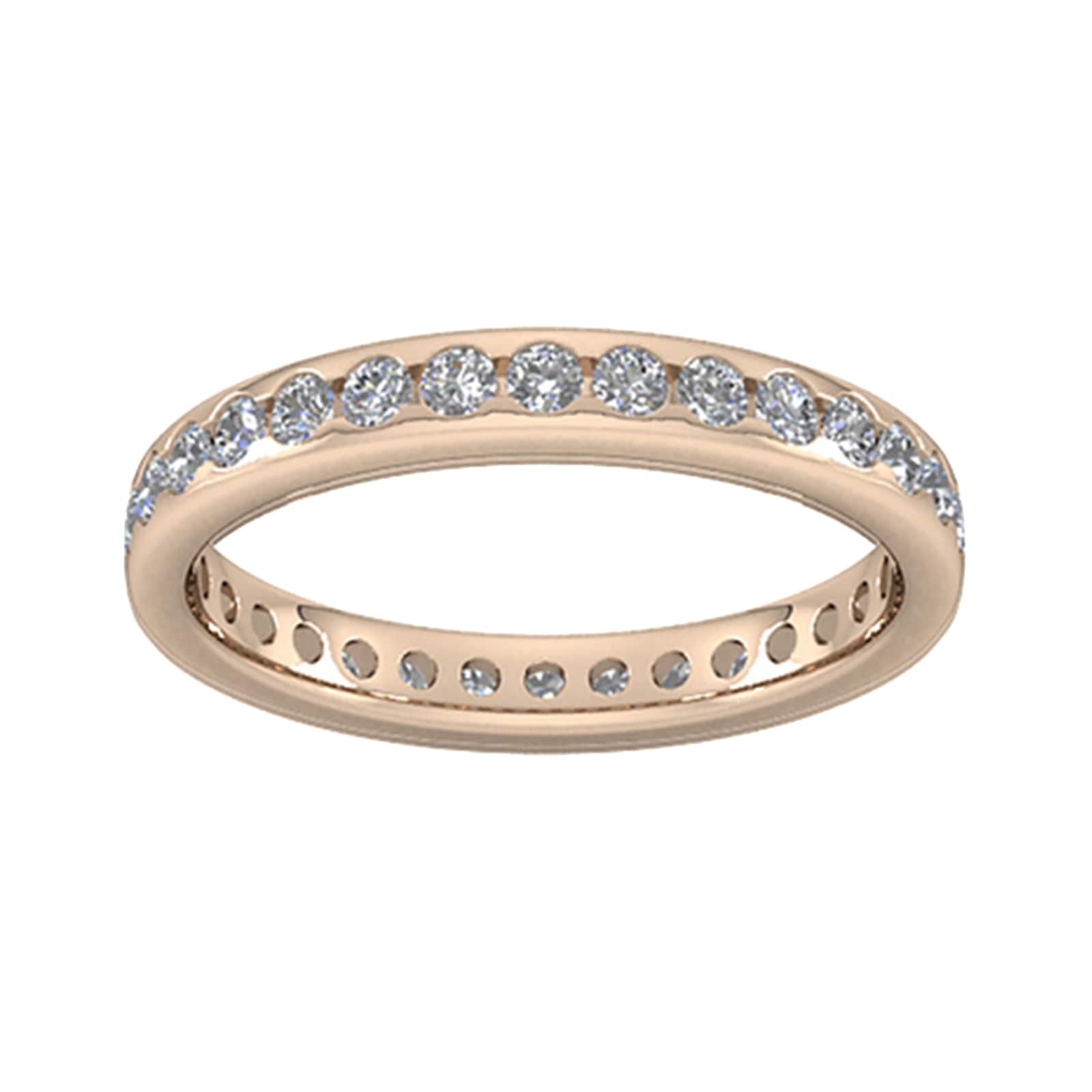 0.81 Carat Total Weight Brilliant Cut Scalloped Channel Set Diamond Wedding Ring In 18 Carat Rose Gold - Ring Size V