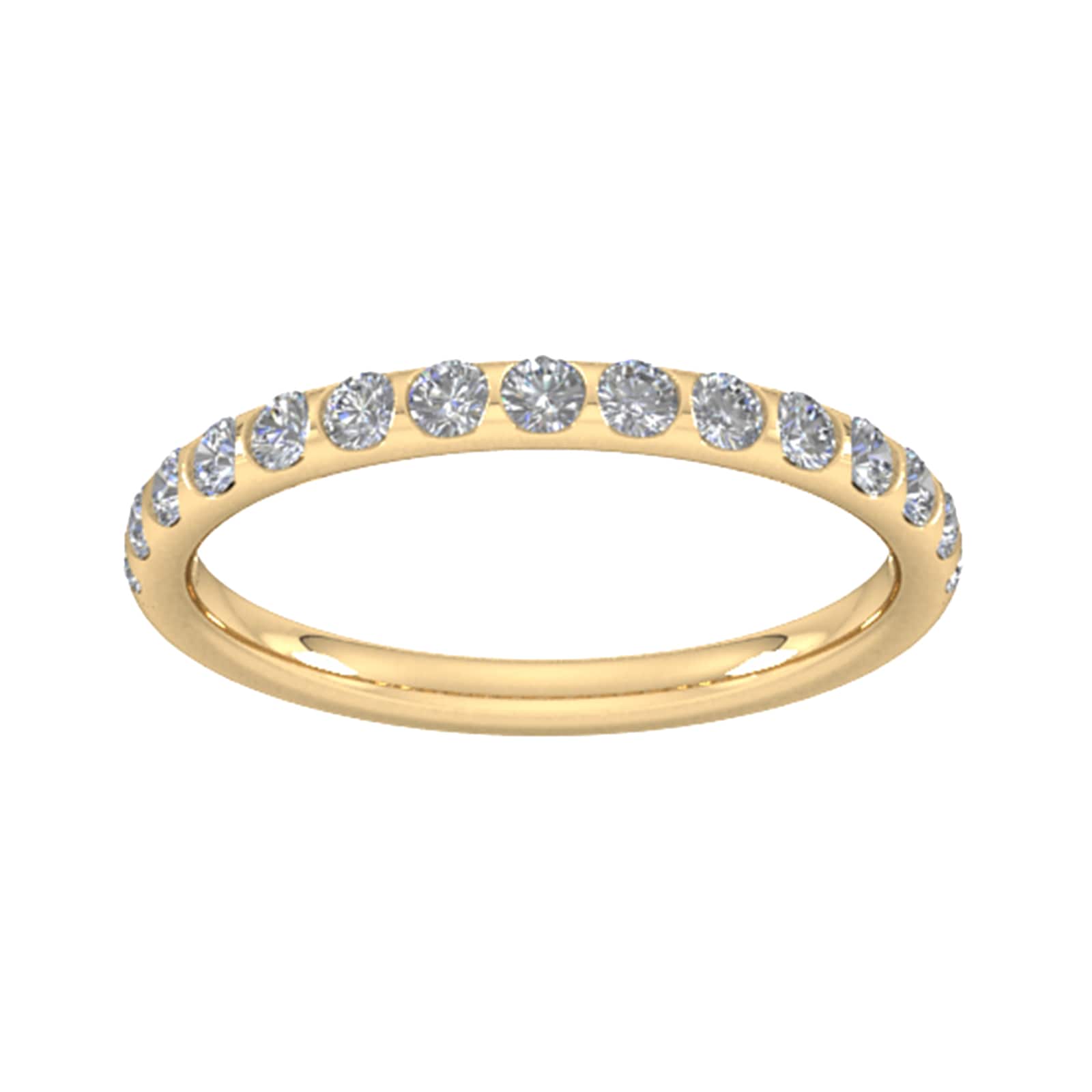 0.53 Carat Total Weight Curved Bar Brilliant Cut Diamond Set Wedding Ring In 9 Carat Yellow Gold - Ring Size W