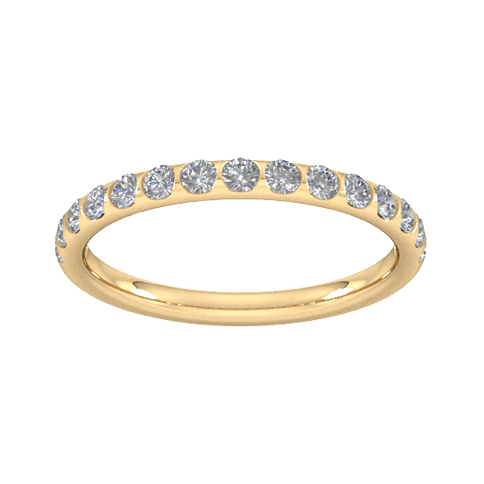 0.53 Carat Total Weight Curved Bar Brilliant Cut Diamond Set Wedding Ring In 9 Carat Yellow Gold - Ring Size L