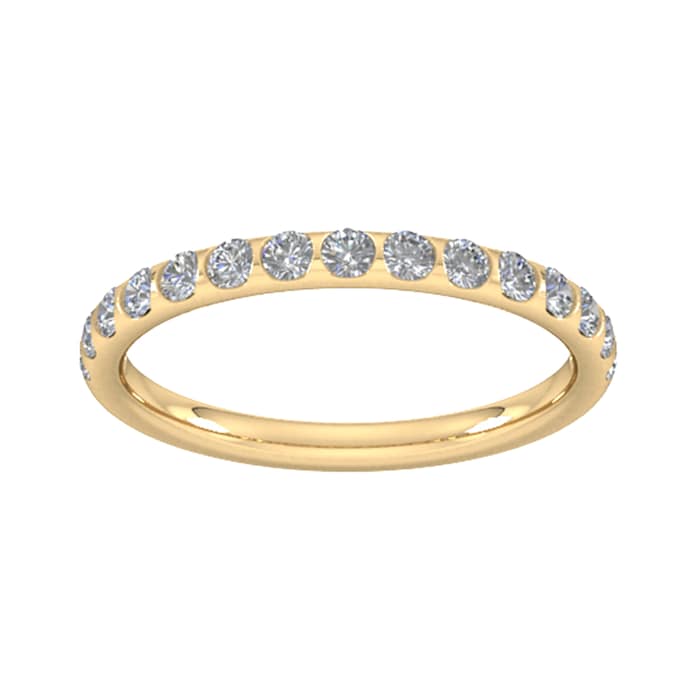 Goldsmiths 0.53 Carat Total Weight Curved Bar Brilliant Cut  Diamond Set Wedding Ring In 9 Carat Yellow Gold - Ring Size K