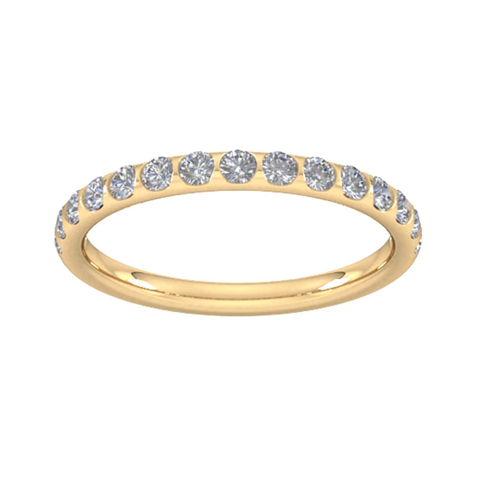 0.53 Carat Total Weight Curved Bar Brilliant Cut Diamond Set Wedding Ring In 18 Carat Yellow Gold - Ring Size W