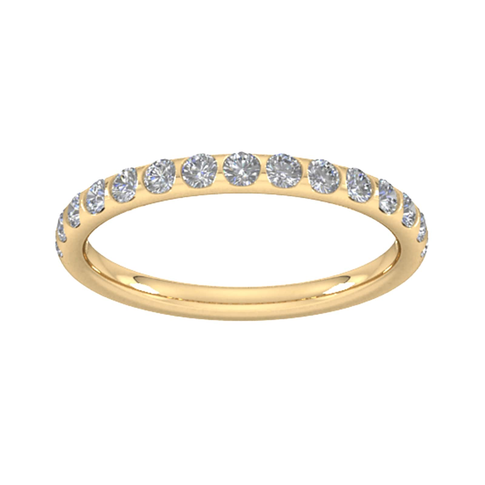 0.53 Carat Total Weight Curved Bar Brilliant Cut Diamond Set Wedding Ring In 18 Carat Yellow Gold - Ring Size I