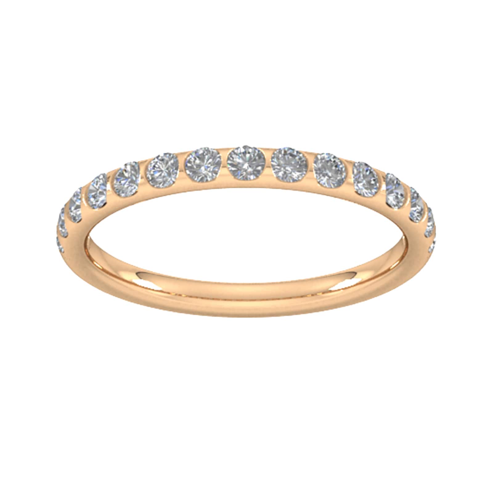 0.53 Carat Total Weight Curved Bar Brilliant Cut Diamond Set Wedding Ring In 18 Carat Rose Gold - Ring Size K