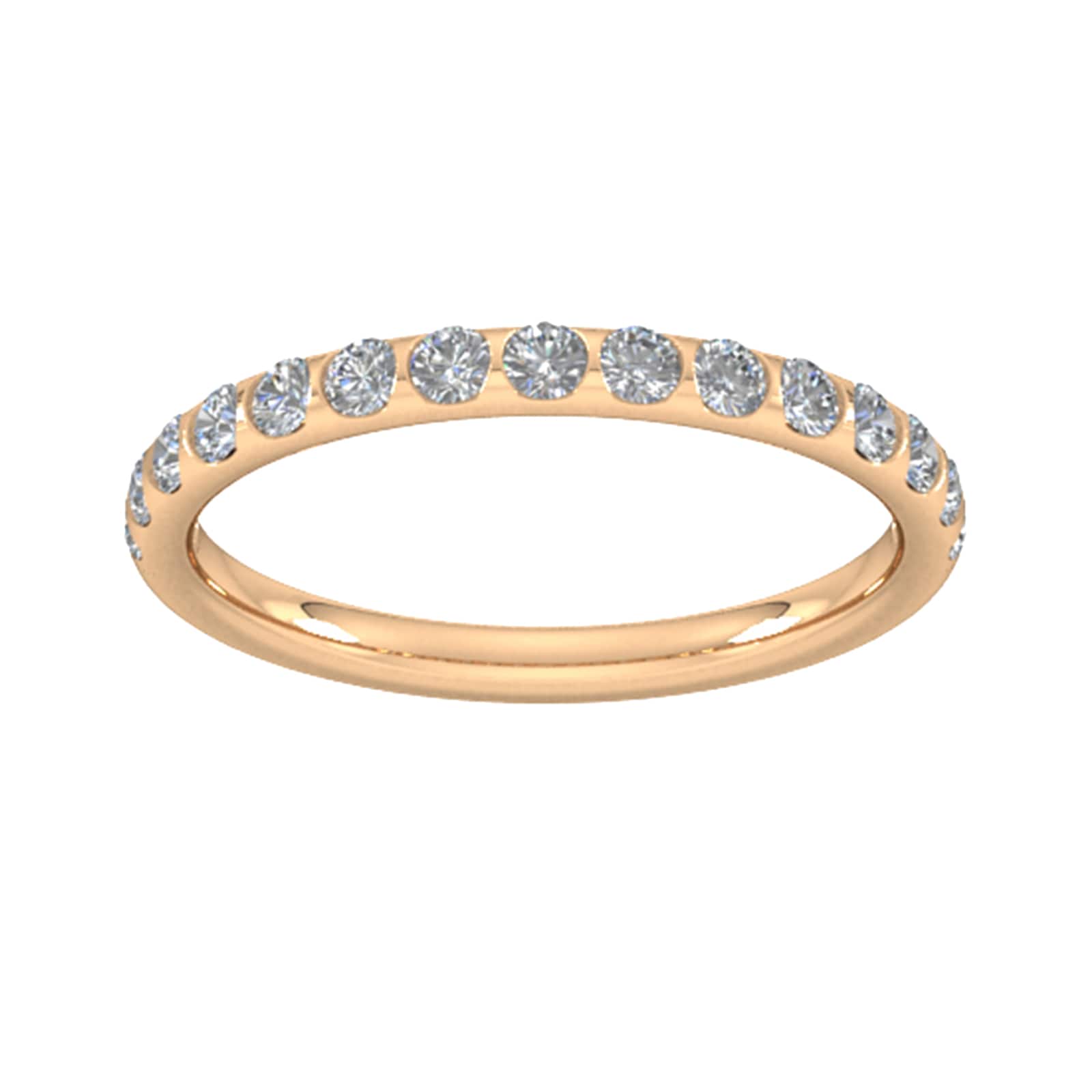 Goldsmiths 0.53 Carat Total Weight Curved Bar Brilliant Cut Diamond Set Wedding Ring In 18 Carat Rose Gold