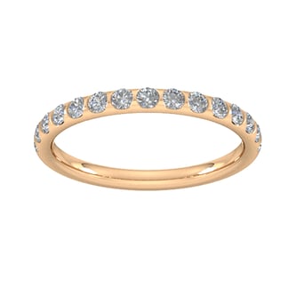 Goldsmiths 0.53 Carat Total Weight Curved Bar Brilliant Cut Diamond Set Wedding Ring In 18 Carat Rose Gold
