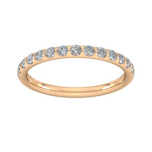 Goldsmiths 0.53 Carat Total Weight Curved Bar Brilliant Cut  Diamond Set Wedding Ring In 18 Carat Rose Gold