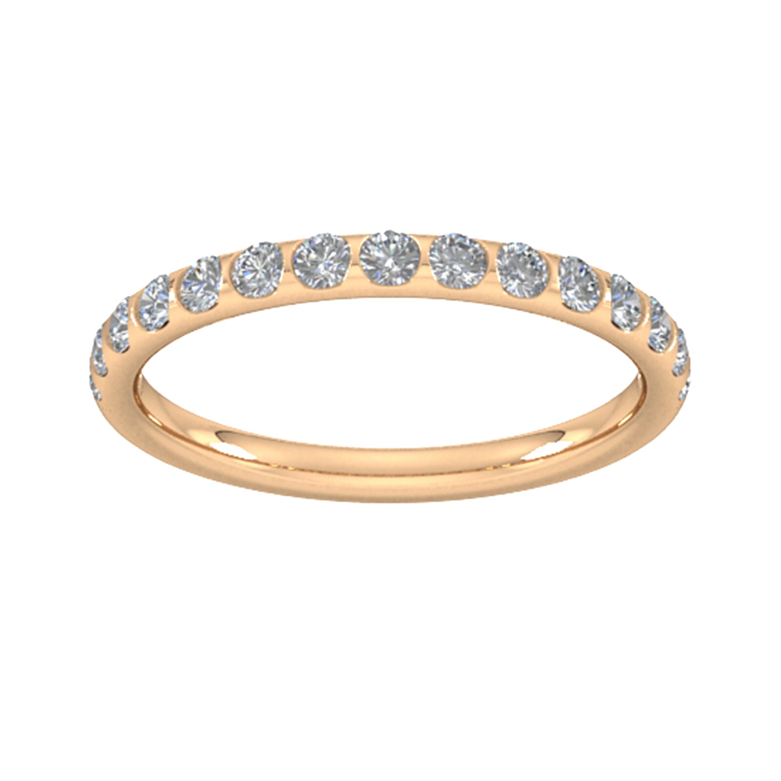 Goldsmiths 0.53 Carat Total Weight Curved Bar Brilliant Cut  Diamond Set Wedding Ring In 18 Carat Rose Gold