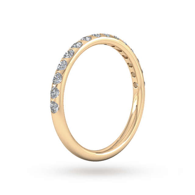 Goldsmiths 0.53 Carat Total Weight Curved Bar Brilliant Cut  Diamond Set Wedding Ring In 18 Carat Rose Gold - Ring Size J