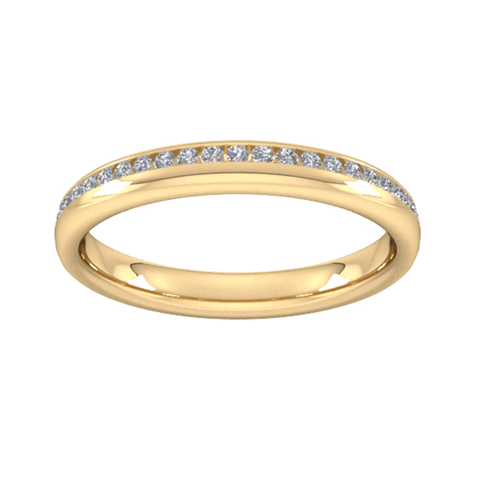 0.18 Carat Total Weight Brilliant Cut Channel Set With Matt Finish Diamond Wedding Ring In 9 Carat Yellow Gold - Ring Size X