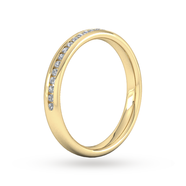 Goldsmiths 0.18 Carat Total Weight Brilliant Cut Channel Set With Matt Finish Diamond Wedding Ring In 18 Carat Yellow Gold