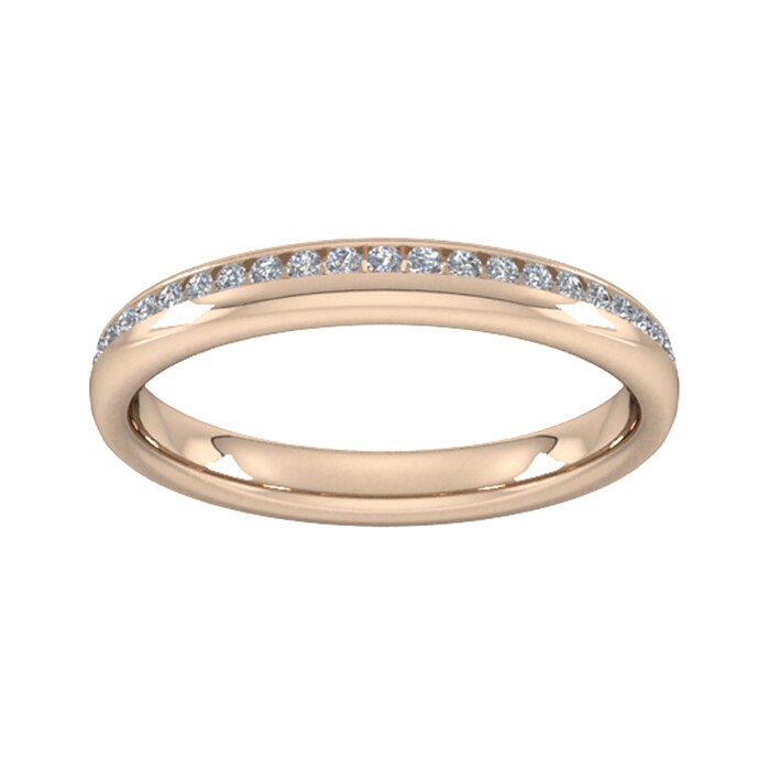 Goldsmiths 0.18 Carat Total Weight Brilliant Cut Channel Set With Matt Finish  Diamond Wedding Ring In 9 Carat Rose Gold