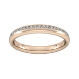 Goldsmiths 0.18 Carat Total Weight Brilliant Cut Channel Set With Matt Finish  Diamond Wedding Ring In 9 Carat Rose Gold