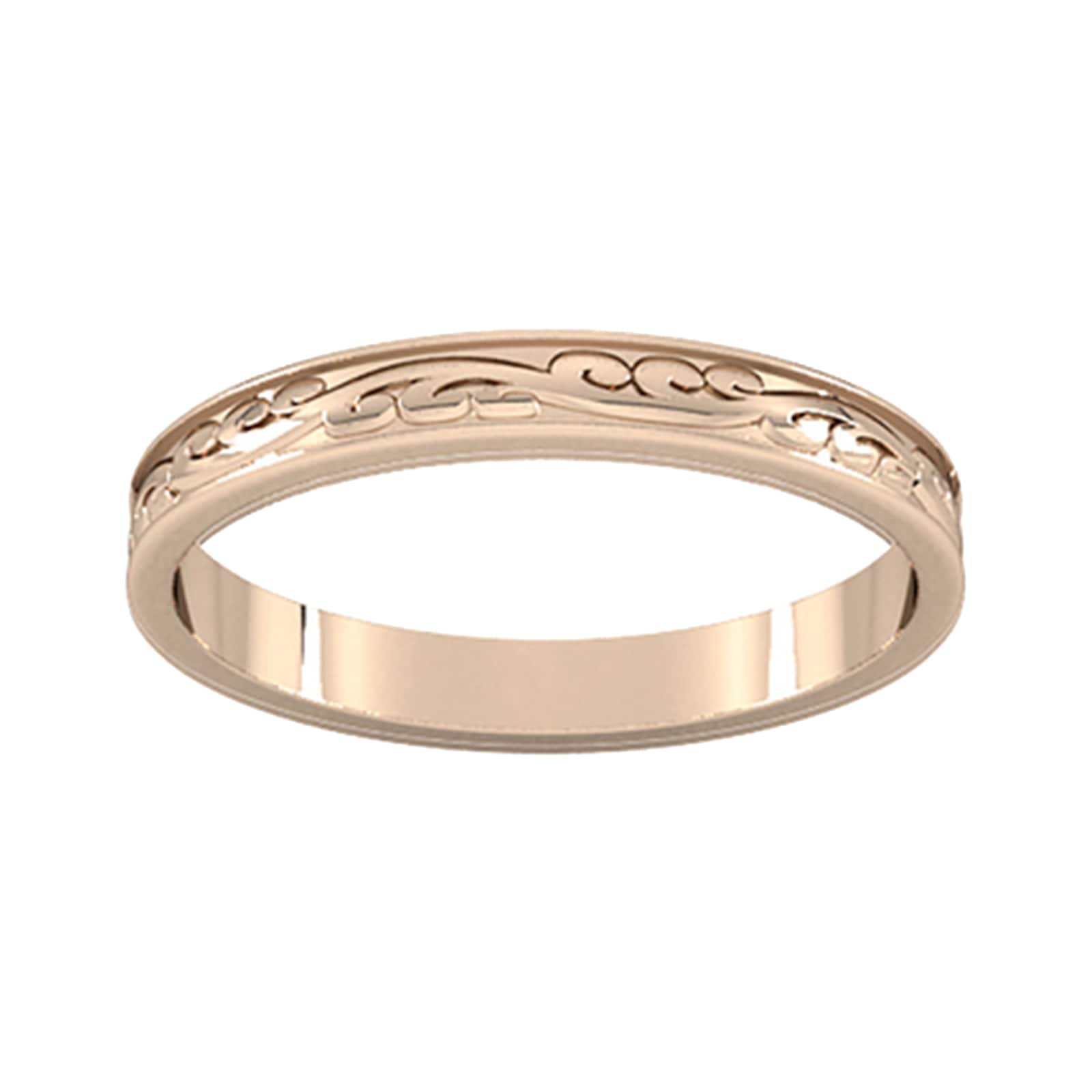 2.5mm Hand Engraved Wedding Ring In 18 Carat Rose Gold - Ring Size Q