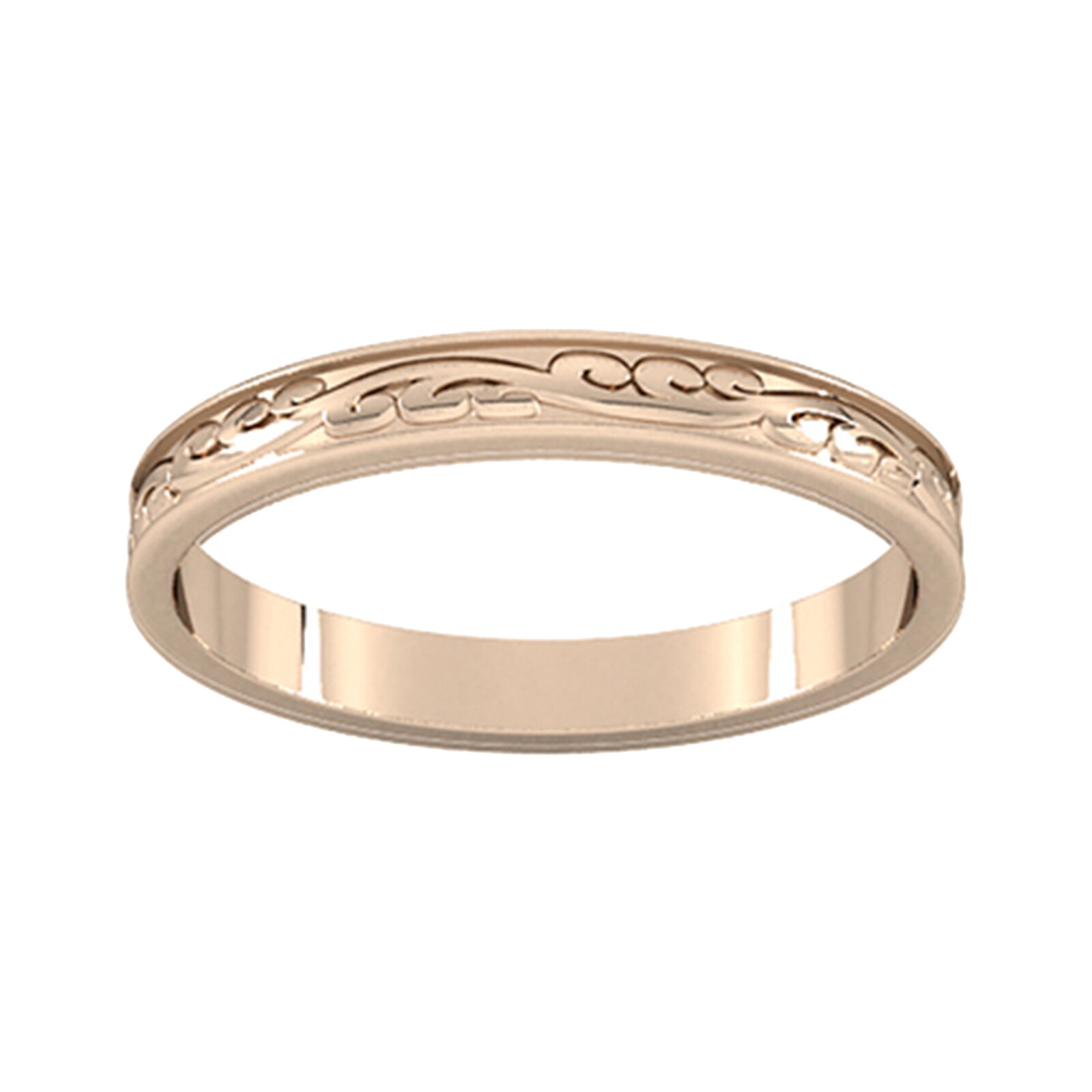 Goldsmiths 2.5mm Hand Engraved  Wedding Ring In 18 Carat Rose Gold