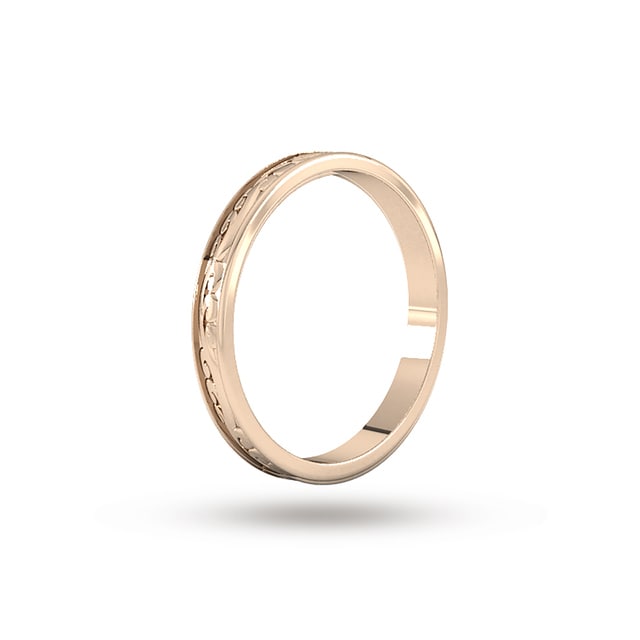 Goldsmiths 2.5mm Hand Engraved  Wedding Ring In 18 Carat Rose Gold - Ring Size J