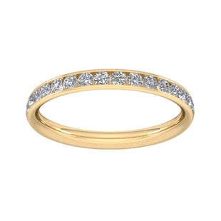 Goldsmiths 0.44 Carat Total Weight Half Channel Set Brilliant Cut  Diamond Wedding Ring In 9 Carat Yellow Gold