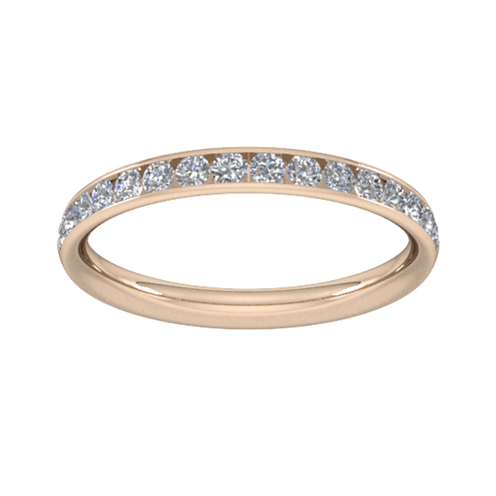 0.44 Carat Total Weight Half Channel Set Brilliant Cut Diamond Wedding Ring In 9 Carat Rose Gold - Ring Size U