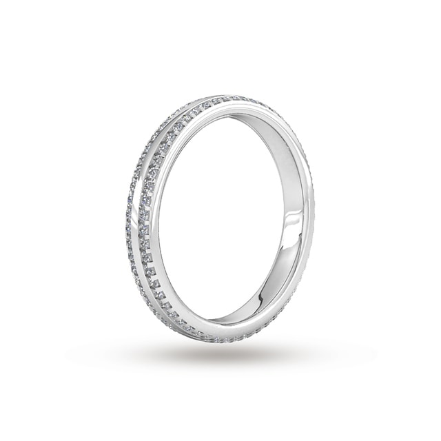 Goldsmiths 0.53 Carat Total Weight Double Row Brilliant Cut Claw Set Diamond Wedding Ring In 9 Carat White Gold