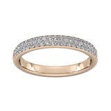 Goldsmiths 0.42 Carat Total Weight Brilliant Cut Double Row Grain Set  Diamond Wedding Ring In 18 Carat Rose Gold - Ring Size J