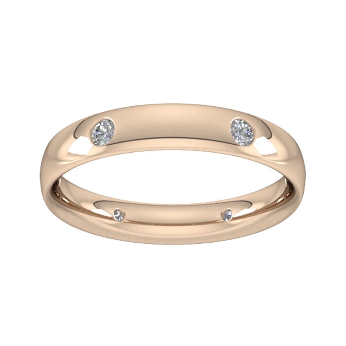 Goldsmiths 0.21 Carat Total Weight 6 Stone Brilliant Cut Rub Over  Diamond Set Wedding Ring In 9 Carat Rose Gold - Ring Size J