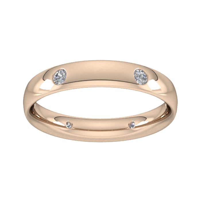 Goldsmiths 0.21 Carat Total Weight 6 Stone Brilliant Cut Rub Over  Diamond Set Wedding Ring In 9 Carat Rose Gold - Ring Size J