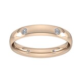 Goldsmiths 0.21 Carat Total Weight 6 Stone Brilliant Cut Rub Over  Diamond Set Wedding Ring In 9 Carat Rose Gold - Ring Size K