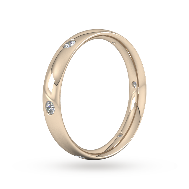 Goldsmiths 0.21 Carat Total Weight 6 Stone Brilliant Cut Rub Over  Diamond Set Wedding Ring In 9 Carat Rose Gold - Ring Size K