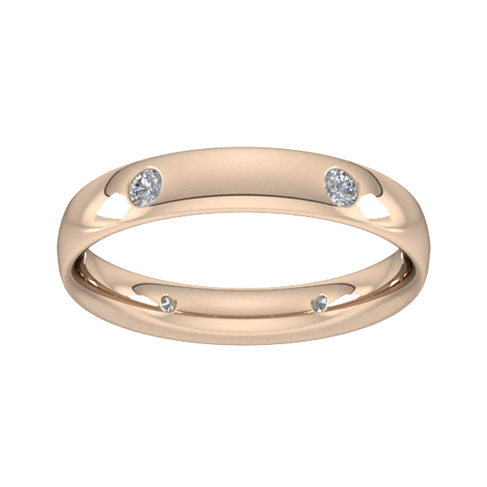 0.21 Carat Total Weight 6 Stone Brilliant Cut Rub Over Diamond Set Wedding Ring In 18 Carat Rose Gold - Ring Size R