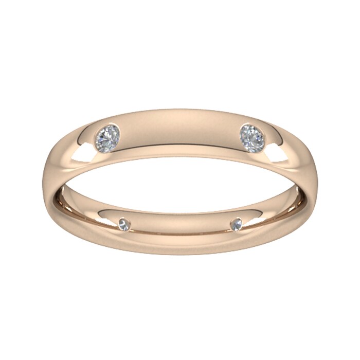 Goldsmiths 0.21 Carat Total Weight 6 Stone Brilliant Cut Rub Over  Diamond Set Wedding Ring In 18 Carat Rose Gold
