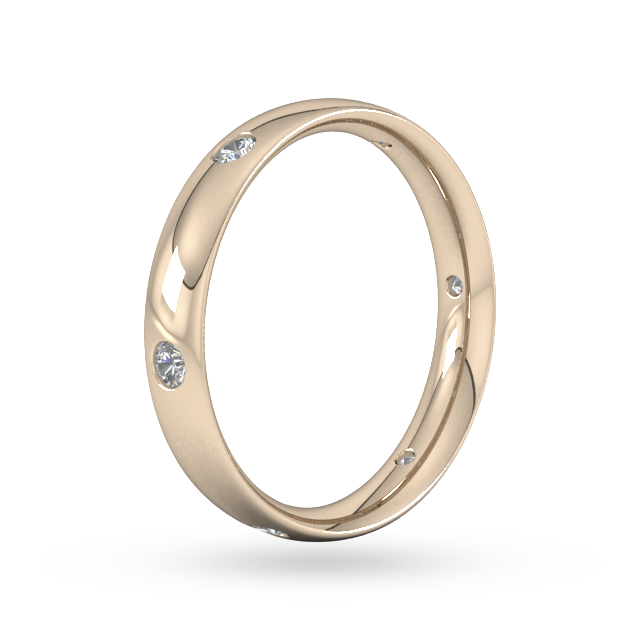 Goldsmiths 0.21 Carat Total Weight 6 Stone Brilliant Cut Rub Over  Diamond Set Wedding Ring In 18 Carat Rose Gold - Ring Size J