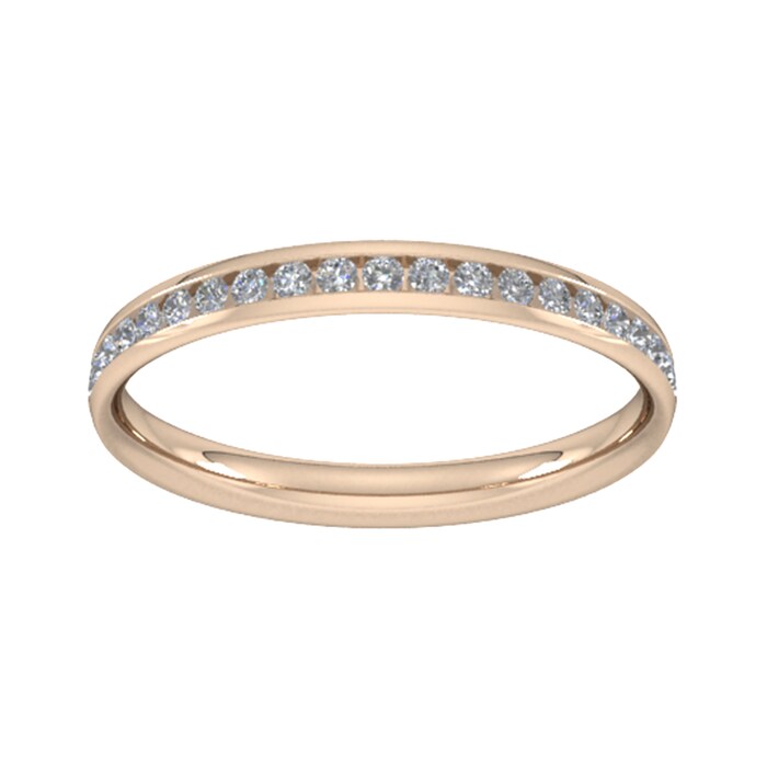 Goldsmiths 0.21 Carat Total Weight Half Channel Set Brilliant Cut  Diamond Wedding Ring In 18 Carat Rose Gold - Ring Size M