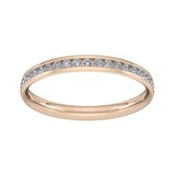 Goldsmiths 0.21 Carat Total Weight Half Channel Set Brilliant Cut  Diamond Wedding Ring In 18 Carat Rose Gold - Ring Size J