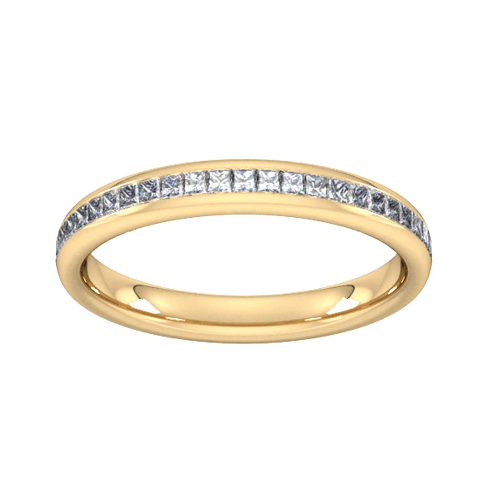 0.34 Carat Total Weight Princess Cut Channel Set Wedding Ring In 9 Carat Yellow Gold - Ring Size U
