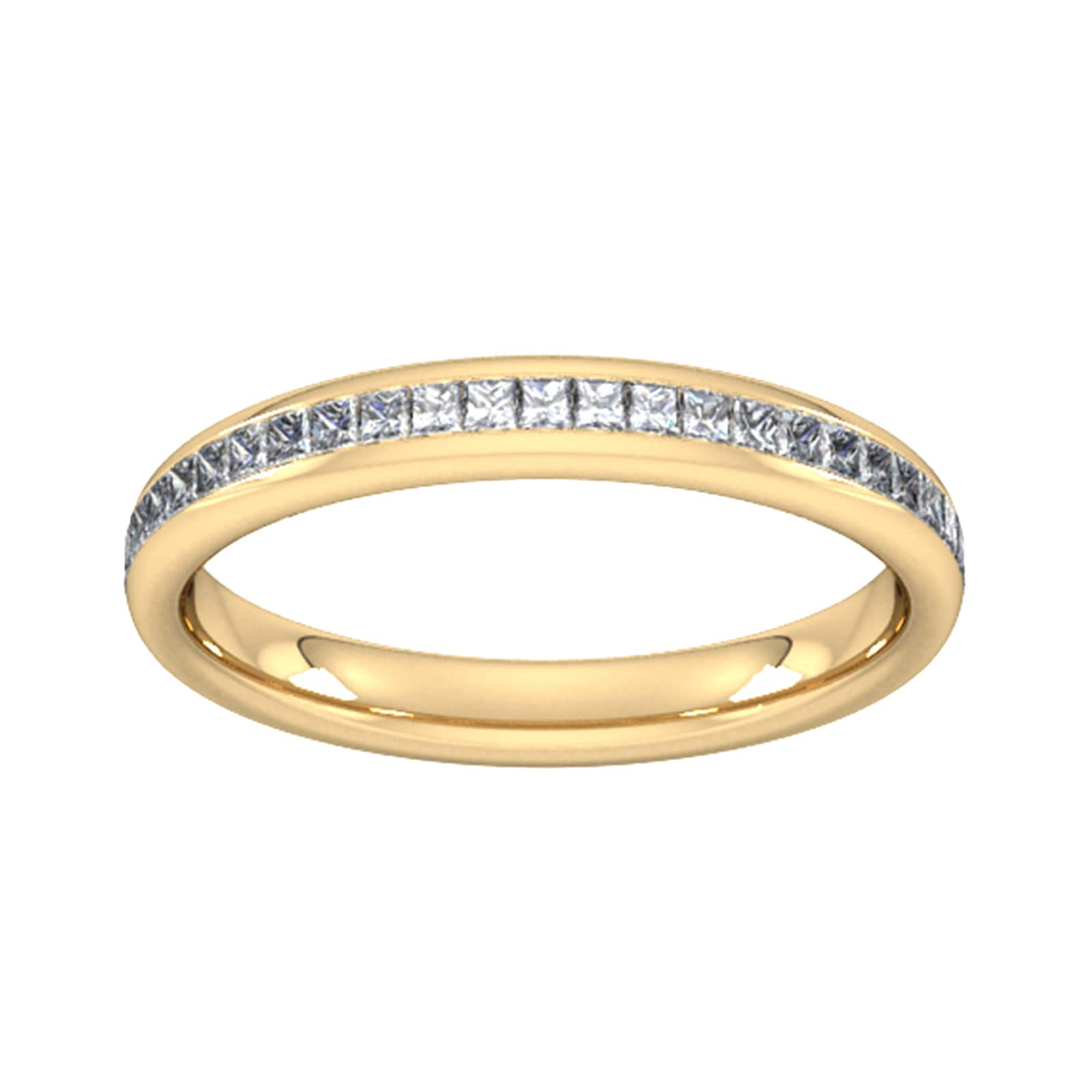 0.34 Carat Total Weight Princess Cut Channel Set Wedding Ring In 9 Carat Yellow Gold - Ring Size X