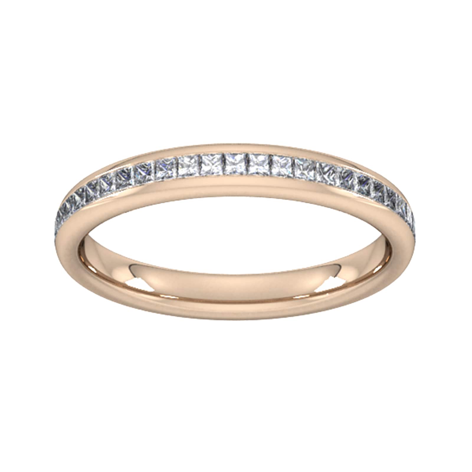 0.34 Carat Total Weight Princess Cut Channel Set Wedding Ring In 9 Carat Rose Gold - Ring Size P