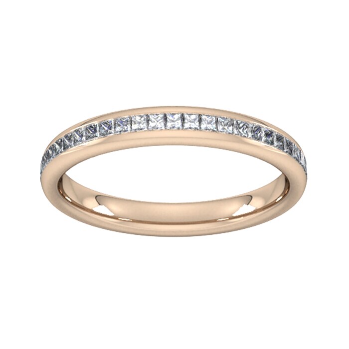 Goldsmiths 0.34 Carat Total Weight Princess Cut Channel Set Wedding Ring In 9 Carat Rose Gold - Ring Size J