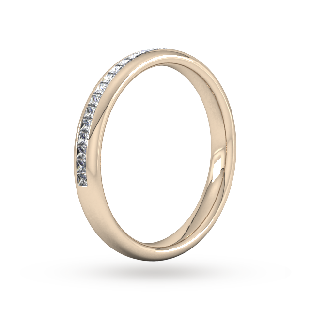 Goldsmiths 0.34 Carat Total Weight Princess Cut Channel Set Wedding Ring In 9 Carat Rose Gold