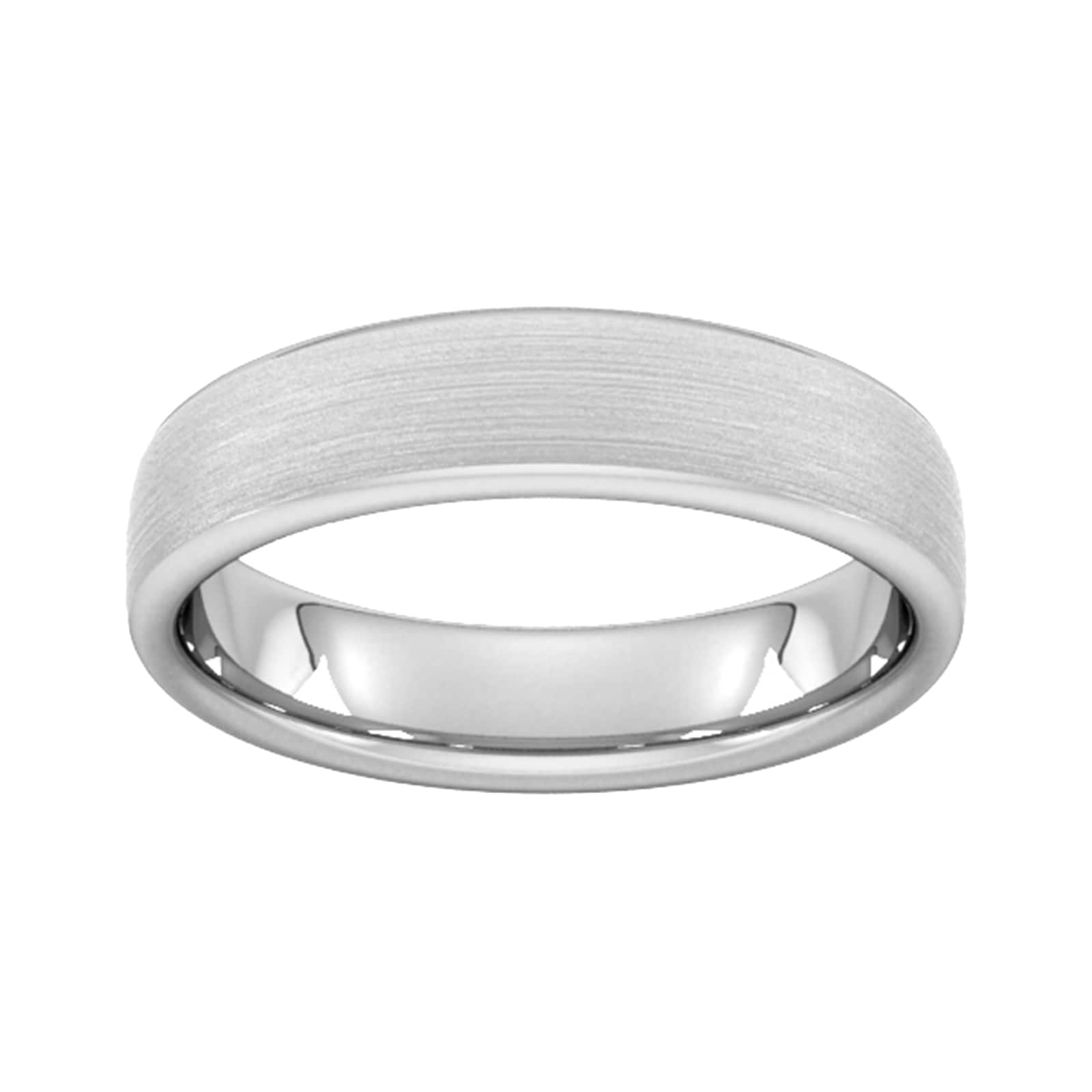 5mm slight court extra heavy matt finished wedding ring in 9 carat white gold - ring size r