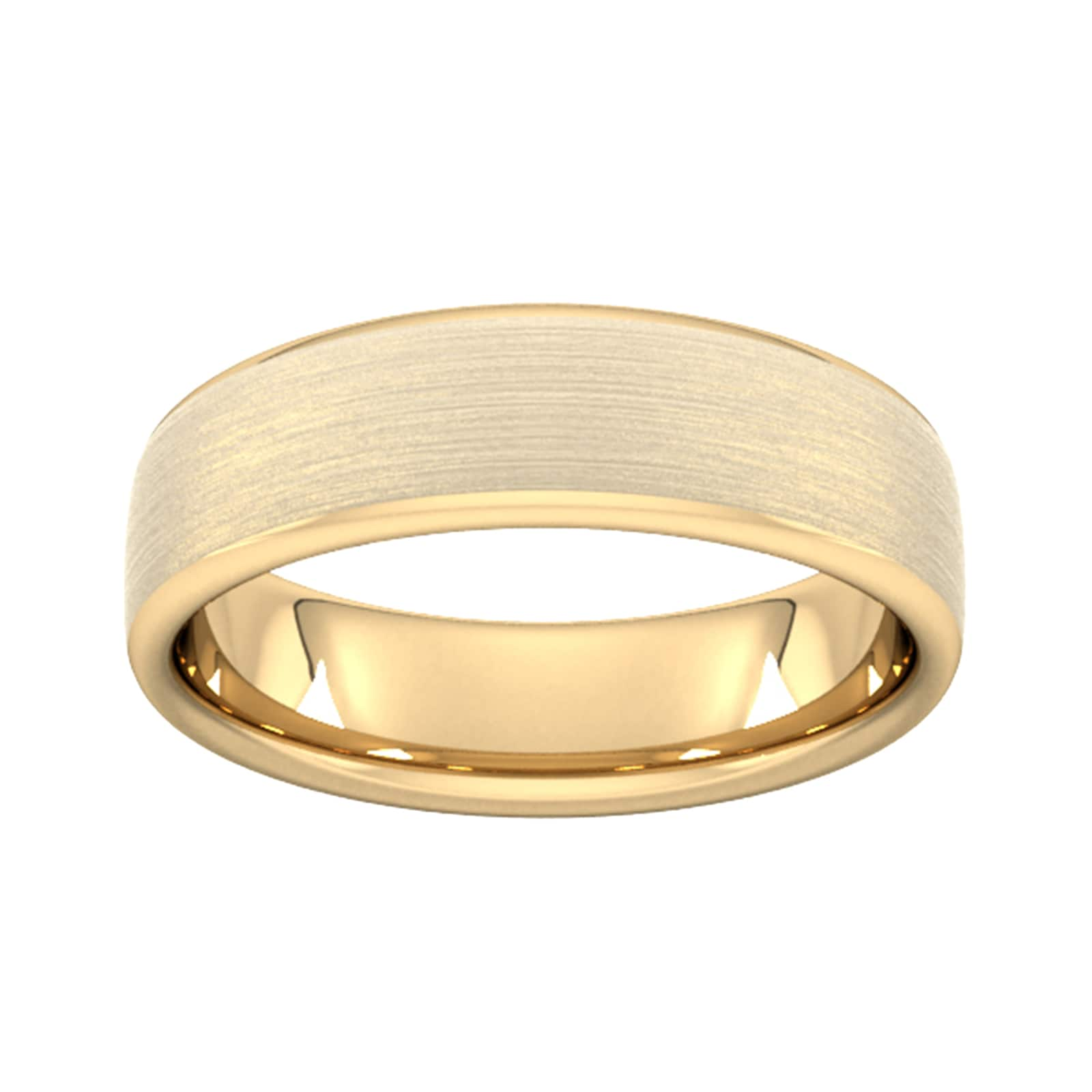 6mm Slight Court Heavy Matt Finished Wedding Ring In 9 Carat Yellow Gold - Ring Size L